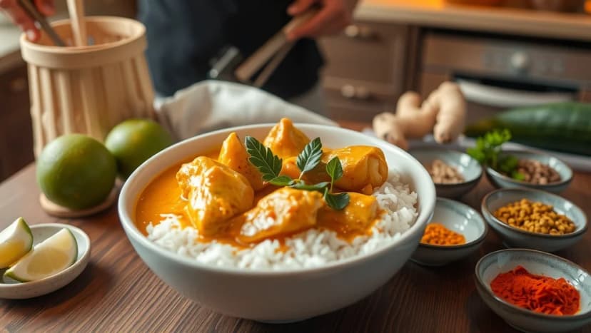 Kyckling curry med ris hemma