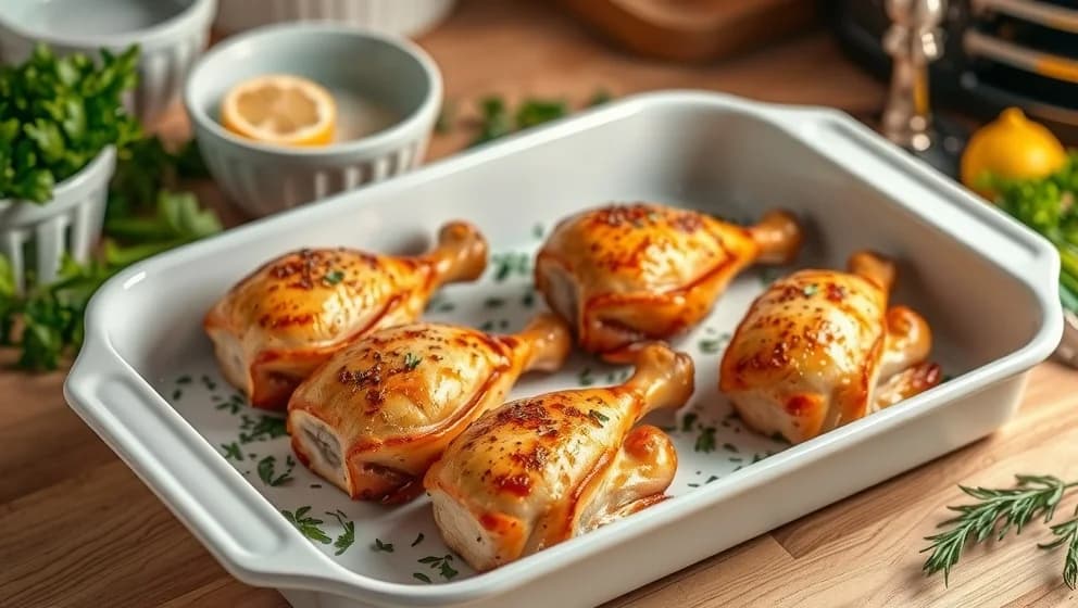 Kycklingben i ugn på 200 grader