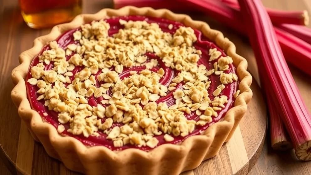 Rabarberpaj med havregryn och sirap